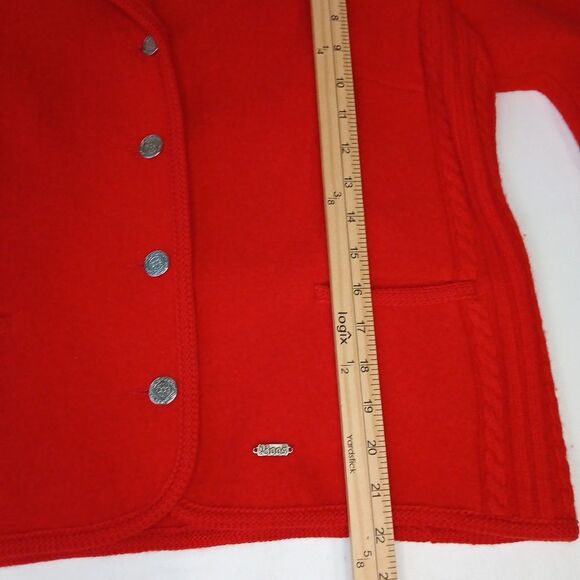 Boos Austrian Original New Wool Cardigan Coin Detail Buttons 44 M Red Vintage - Picture 8 of 12